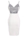 White 1960s Sequins Splicing Slit Dress, vintage dress, retro fashion - perfect for women who love vintage and retro fashion