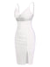 White 1960s Sequins Splicing Slit Dress, vintage dress, retro fashion - perfect for women who love vintage and retro fashion