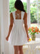 White 1960s Solid Cotton Lace Hollow Wide Strap Dress, vintage dress, retro fashion, lace detail - perfect for women who love vintage and retro fashion