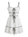 White 1960s Textured Ruffled Spaghetti Strap Mini Dress, vintage dress, retro fashion - perfect for women who love vintage and retro fashion