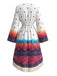 White 1970s Floral V Neck Dress 3