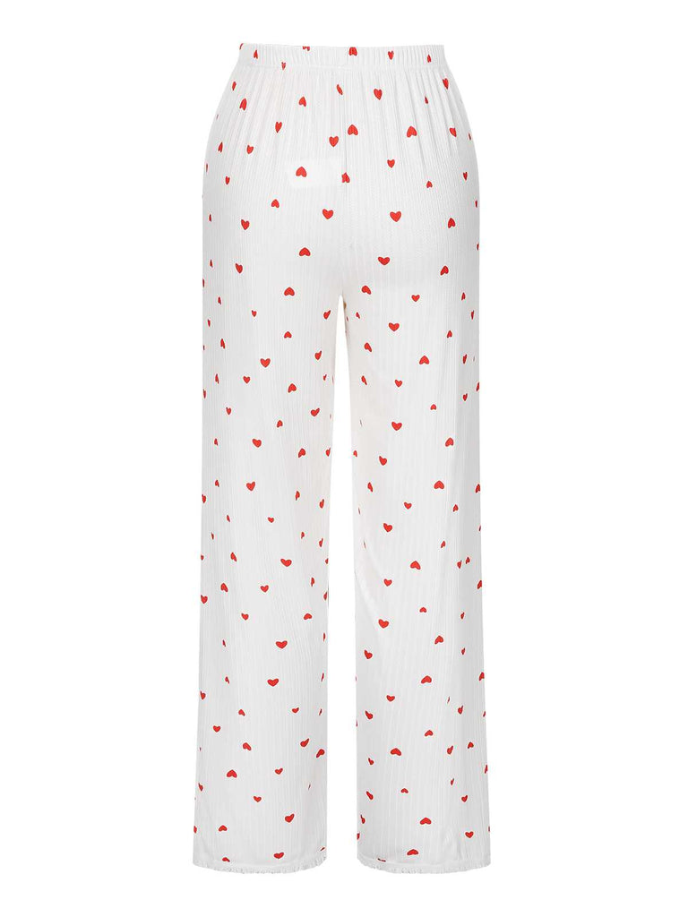 She finds her 1970s story in this White 1970s Curled Heart Bow Long Sleeve Pajamas