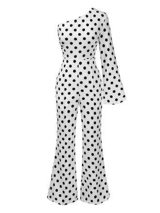 1970s Sloping Shoulders Polka Dot | 1970s | vintage romper, retro jumpsuit