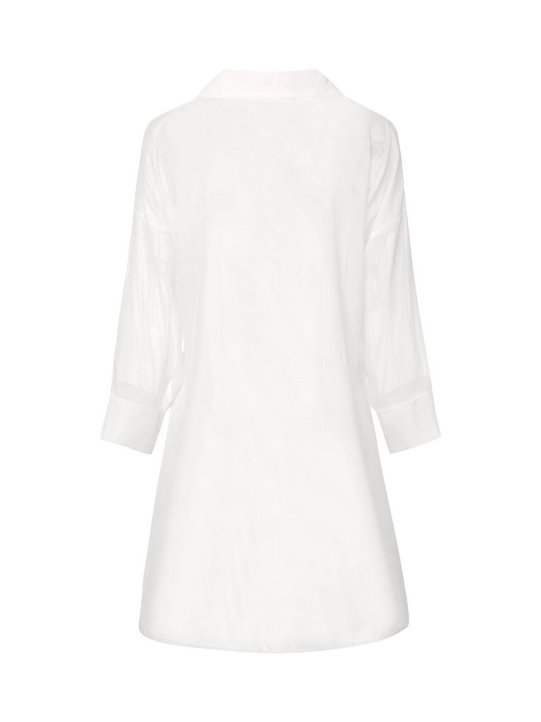 White 1970s Solid Sheer Long Sleeve Shirt, vintage fashion, retro style - perfect for women who love vintage and retro fashion