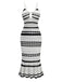 White 1970s Striped Knit Bodycon Dress - vintage dress, retro fashion, pure white