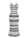 White 1970s Striped Knit Bodycon Dress - vintage dress, retro fashion, pure white