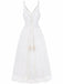 White 1970s V-Neck Boho Lace Maxi Dress - vintage dress, retro fashion, pure white