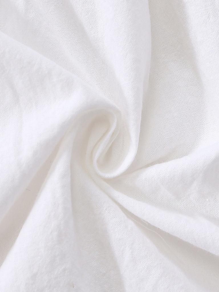 White 1970s V-Neck Sleeveless Boho Mini Dress 7