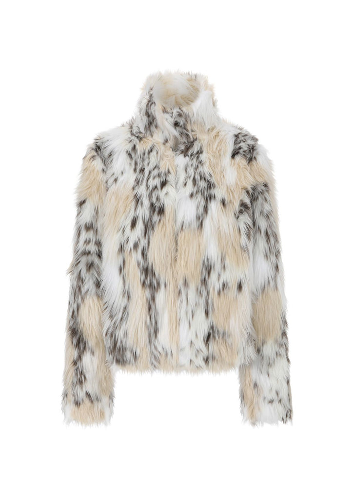 White 1980s Leopard Print Faux Fur Jacket - vintage fashion, retro style, pure white