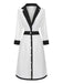 White & Black 1940s Deep V-Neck Notched Button Dress, vintage dress, retro fashion - perfect for women who love vintage and retro fashion