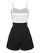 White & Black 1950s Cotton Spaghetti Straps Romper - vintage jumpsuit, retro fashion, classic black