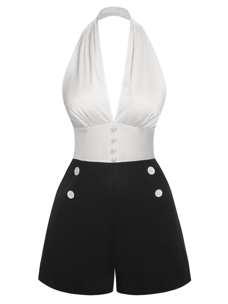 1950s DeepV Halter Romper | 1950s | vintage romper, retro jumpsuit