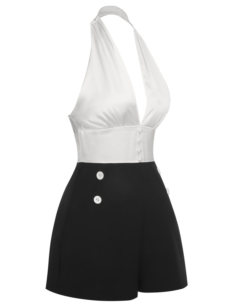 1950s DeepV Halter Romper | 1950s | vintage romper, retro jumpsuit