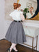 White & Gray 1950s Lace-Up Swing Dress: timeless style reimagined