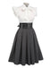White & Gray 1950s Lace-Up Swing Dress: timeless style reimagined