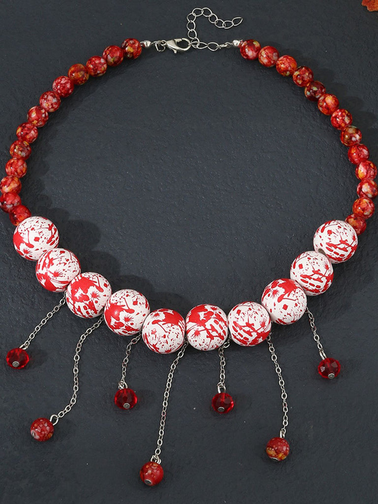 White Halloween Blood Gothic Necklace, vintage fashion, retro style - perfect for women who love vintage and retro fashion