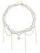 White Heart Rhinestone Pendant Beaded Necklace - vintage fashion, retro style, pure white