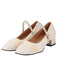 White Pearl Strap Chunky Heel Shoes: timeless style reimagined