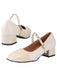 White Pearl Strap Chunky Heel Shoes — vintage elegance for the modern woman