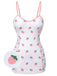 White & Pink 1950s Strawberry Pleated Swimsuit, vintage swimsuit, pin-up swimwear - perfect for women who love vintage and retro fashion