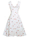 White Satin-faux Cherry Polka Dot Dress, vintage dress, retro fashion - perfect for women who love vintage and retro fashion