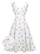 White Satin-faux Cherry Polka Dot Dress, vintage dress, retro fashion - perfect for women who love vintage and retro fashion