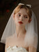 White Vintage Bow Wedding Bridal Veil - vintage fashion, retro style, pure white