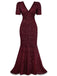 Wine Red 1930s Sequin Bow Maxi Mermaid Dress - vintage dress, retro fashion, elegant red