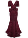 Wine Red 1930s Sequin Bow Maxi Mermaid Dress - vintage dress, retro fashion, elegant red