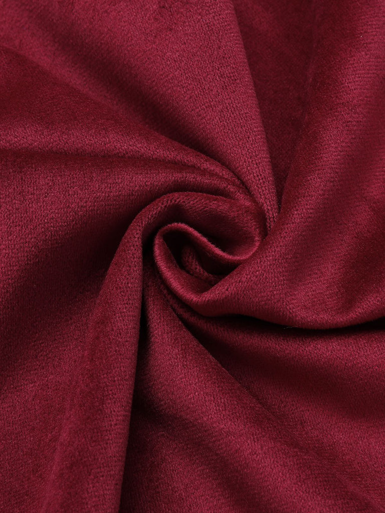 Wine Red 1930s Solid Suede Lapel Long Coat, vintage coat, retro outerwear - perfect for women who love vintage and retro fashion