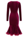 This Wine Red 1930s Squared Neck Velvet Mermaid Dress wraps her in 1930s elegance, one twirl at a time