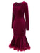 Wine Red 1930s Squared Neck Velvet Mermaid Dress — the kind of 1930s dress that makes strangers smile