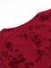 Wine Red 1930s V-Neck Floral Mesh Dress - vintage dress, retro fashion, elegant red