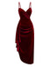 Wine Red 1930s Velvet Ruffled Hem Dress - vintage dress, retro fashion, elegant red