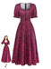 Wine Red 1940s Floral Print Square Neck Maxi Dress, vintage dress, retro fashion, floral print - perfect for women who love vintage and retro fashion