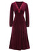 Wine Red 1940s Lace Trim Velvet Dress, vintage dress, retro fashion, lace detail - perfect for women who love vintage and retro fashion