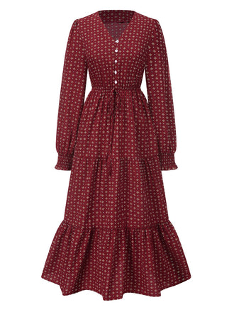 1940s Ruffled Long Sleeve Printed | 1940s | vintage dress, retro fashion
