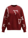 Wine Red 1950s Bowknot Pattern Sweater - vintage fashion, retro style, elegant red