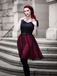 Wine Red 1950s Polka Dots Drop Shoulder Belt Dress - vintage dress, retro fashion, rockabilly
