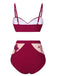 Wine Red 1950s Spaghetti Strap Butterflies Swimsuit — because 1950s glamour never goes out of style