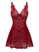 Wine Red 1950s Strap Lace Bow Nightgown - vintage nightgown, retro sleepwear, elegant red