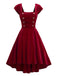 Wine Red 1950s Velvet Heart Button Solid Dress, vintage dress, retro fashion, rockabilly, pin-up fashion - perfect for women who love vintage and retro fashion