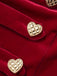 Wine Red 1950s Velvet Heart Button Solid Dress, vintage dress, retro fashion, rockabilly, pin-up fashion - perfect for women who love vintage and retro fashion