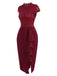 Wine Red 1960s Lace Patchwork Pencil Dress, vintage dress, retro fashion, lace detail - perfect for women who love vintage and retro fashion
