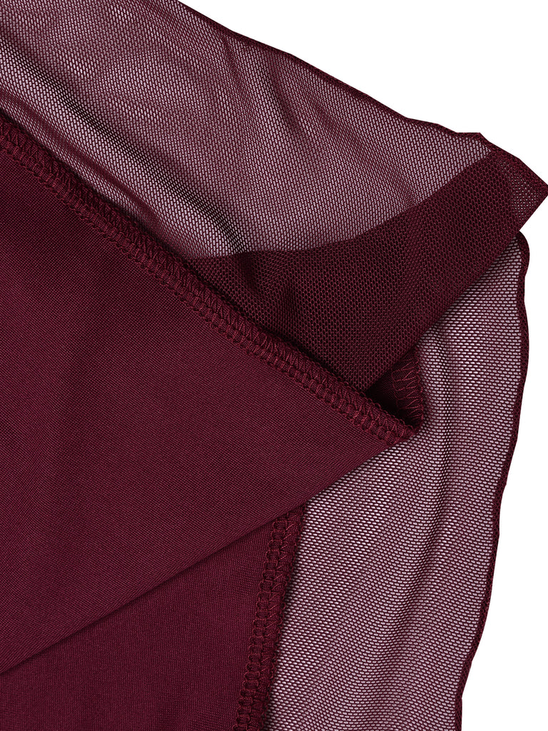 Wine Red 1960s Scarf Slit Backless Dress, vintage dress, retro fashion - perfect for women who love vintage and retro fashion