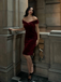 She slips into this Wine Red 1960s Velvet Bodycon Dress and suddenly it's a 1960s daydream