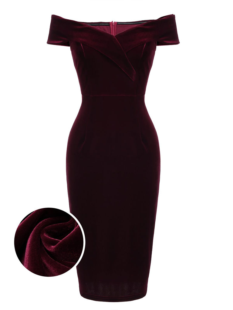 Wine Red 1960s Velvet Bodycon Dress: timeless style reimagined