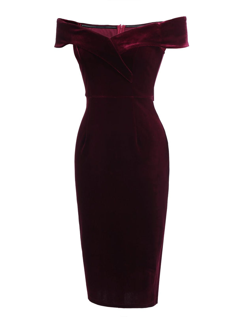Wine Red 1960s Velvet Bodycon Dress: timeless style reimagined