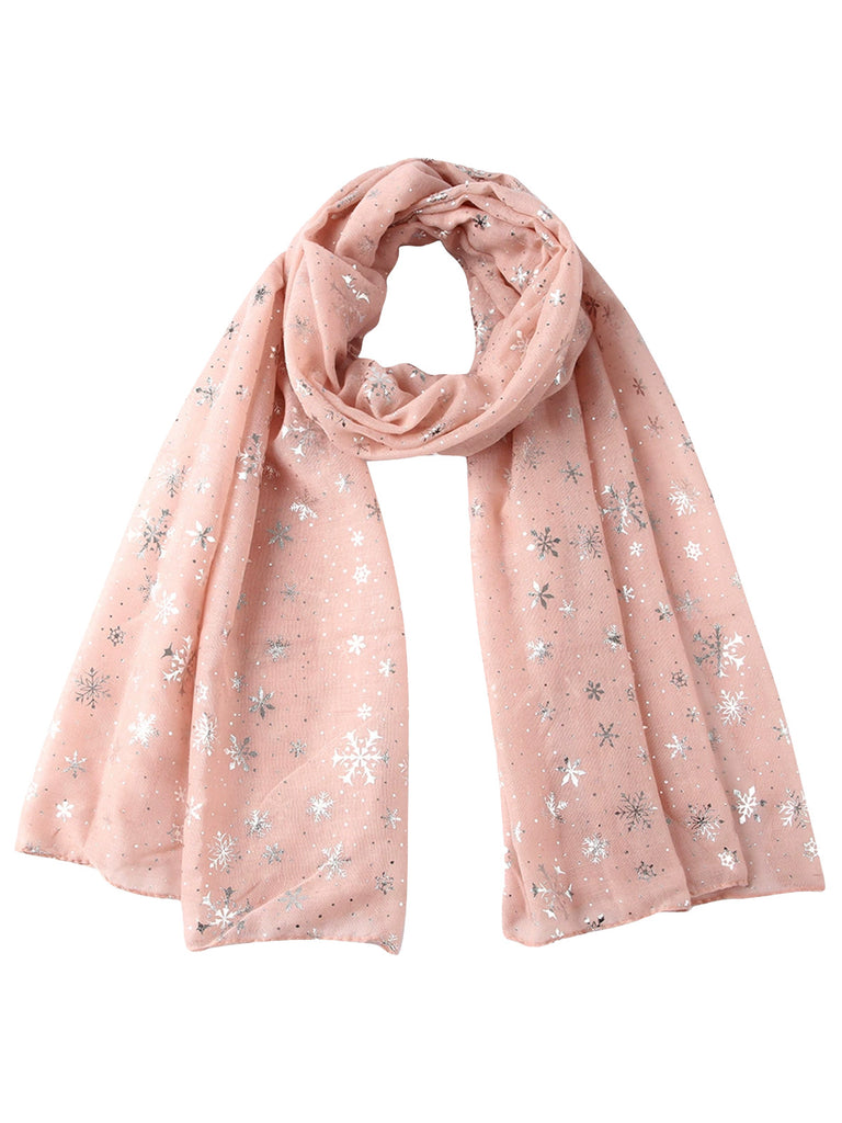 Winter Christmas Sheer Glitter Snowflakes Scarf - vintage fashion, retro style
