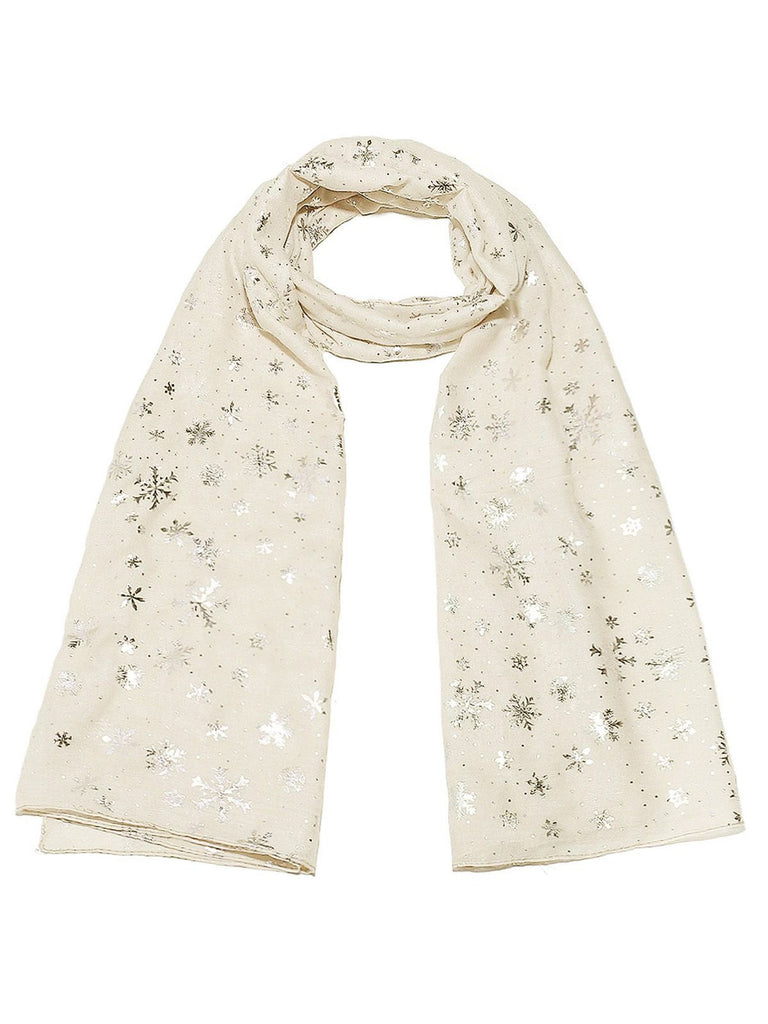 Winter Christmas Sheer Glitter Snowflakes Scarf - vintage fashion, retro style